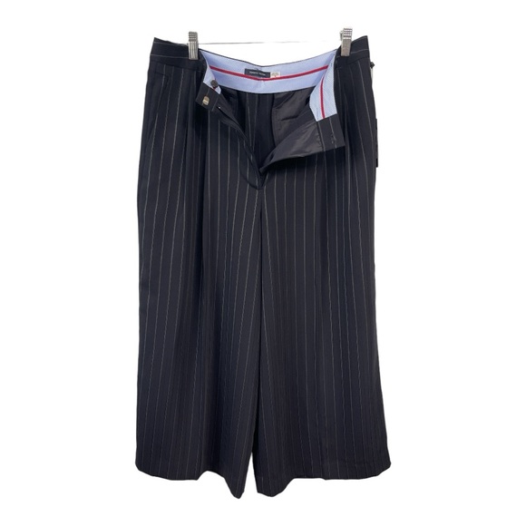 Tommy Hilfiger NWT Women's Size 12 Cropped Wide Leg Pants Navy Blue Pinstripe - Picture 4 of 7